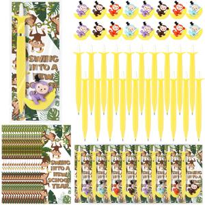 Sinload 20 Sets Banana Mechanical Pencils Monkey Erasers and Positive Cards Cute Inspirational Pencil Gift Bulk from Teacher for Testing Graduation Party Favor