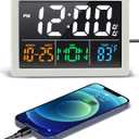 Digital Alarm Clock, with 5.5" Large LED Time Display, Adjustable Alarm Volume, 6 Level Brightness, Alarm Settings, USB Charger, Temperature Detect, Snooze, Clocks for Bedroom, Bedside, Desk, White