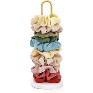 Mkono Scrunchies Holder Stand Hair Accessories Organizer Gold White Metal Scrunchies Tower Hold 25 - 35 Scrunchies Modern Vertical Hair Tie Organizer for Girls, White