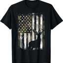 Camo US Flag Deer Elk Buck Camoflage Hunting Hunter Dad Gift Short Sleeve T-Shirt, Size 3XL