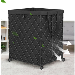 Brand: BKNROIHBMultifunctional Laundry Basket with Wheels, Rolling Hamper, Detachable Lining, Metal Frame - Ideal for Bedrooms, Bathrooms, Laundry Rooms(Balck+Black)