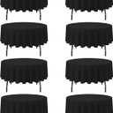 BRILLMAX 8 Pack Black Round Tablecloths 90 Inch - Circle Bulk Linen Polyester Fabric Washable Table Cloth Cover for Wedding Reception Banquet Birthday Party Buffet Restaurant