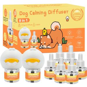 Dog Pheromone Calming Diffuser 8 in 1 (6 * 30 Day) Appeasing Pet Pheromones Diffuser to Calm Kit (2 Plug in+ 6 Pack 48ml Refill) for Anxiety