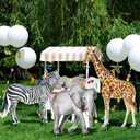 Amyhill 3 Pcs Jungle Safari Animal Cardboard Cutout Standup Life Size Safari Birthday Party Decorations Elephant Giraffe Zebra Cardboard Cutouts for Baby Shower Birthday Party Photo Backdrop Favors