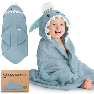 KeaBabies Organic Baby Towel with Hood for Girls, Boys - Soft, Absorbent, 100% Cotton Hooded Baby Towels for Newborns, Infants, Large Hooded Bath Towels for Babies, Kids, Toddler 1-3 (Skipper)
