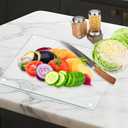 4 Pack Tempered Glass Cutting Board with Anti-Slip Pads, 2 Sizes Rectangle Clear Glass Tray Heat-Resistant Chopping Board for Kitchen Countertop, House Warming Gifts, Non-friable