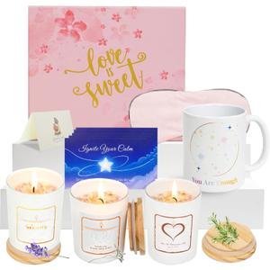 Nighttime Relaxation Gift Box for Women, Calming Kit with Aromatherapy Candle, Heartfelt Card & Warm Mug - Wind-Down Essentials for Restful Nights