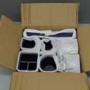 Resin 6 Pcs Navy Blue Bathroom Set Complete with Toothbrush Holder, Lotion Soap Dispenser, 2 Qtip Holder Dispensers,Vanity Tray,Bathroom Tumbler Countertop Vanity Organizer Bathroom Accessories