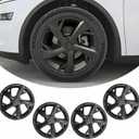 4Pcs Hubcaps for Tesla Model Y Juniper 2025-2026 Accessories - Matte Black 19 Inch Wheel Covers - Compatible with Tesla Model Y Juniper Exterior Accessories - Snap-On Installation