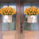 24 Pcs Orange Tulips Artificial Flowers Real Touch Fake Tulips Fake Flowers for Mother's Day 13.5" Faux Tulips Faux Flowers Bulk Artificial Tulips Flowers for Vase Centerpieces Home Wedding Bouquet