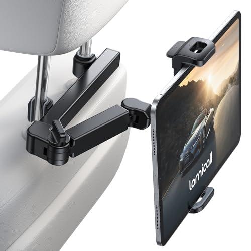 Lamicall Car Headrest Tablet Holder - [3 in 1 Extension Arm] Adjustable Tablet Car Mount for Back Seat, Gifts Road Trip Essentials for Kids, for 4.7-11" Device Like iPad Pro, Air, Mini, Galaxy, Fire
