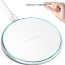 Wireless Charger Compatible with iPhone 17 16 15 14 13 12 11 Pro Max/Mini/Plus/XR/X/8, 15W Max Fast Wireless Charging Pad Mat for Samsung Galaxy S23/S22/S21/S20/S10, Galaxy Buds (1 PACK White)