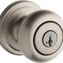 Kwikset Hancock Entry Door Knob with Lock and Key, Secure Keyed Handle Exterior, Front Entrance and Bedroom, Satin Nickel, Pick Resistant SmartKey Rekey Security and Microban