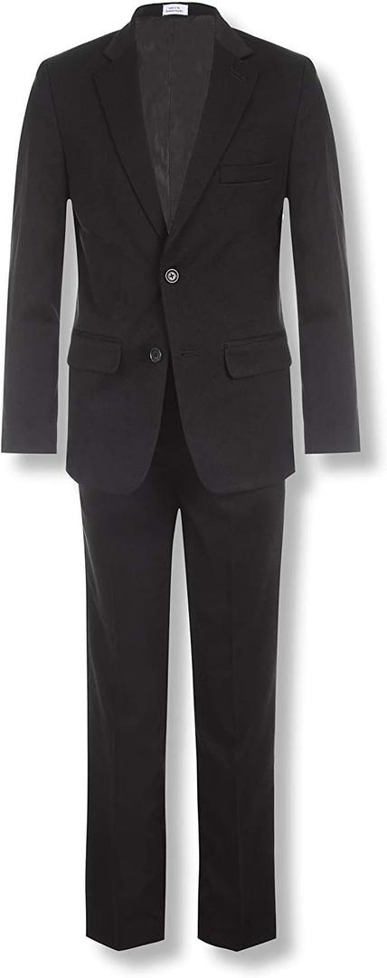Calvin Klein Boys' 2-piece Formal Suit Set, Includes Single Breasted Jacket & Straight Leg Dress Pants With Belt Loops & Functional Pockets, Black, 20