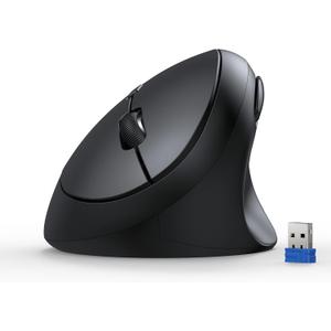 TECKNET Ergonomic Mouse, 4800 DPI 5 Adjustable DPI Levels, Wireless Vertical Mouse, 6 Buttons, 2.4G Silent Mouse for Laptop, PC, Chromebook, Mac - Black