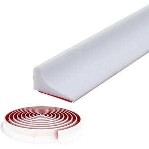 Shower Threshold Water Dam,Self Adhesive Silicone Waterproof Barrier Bathroom and Kitchen Shower Water Stopper Guard for Dry And Wet Separation Caulk Seal Strip Edge Trim(98Inch, White)