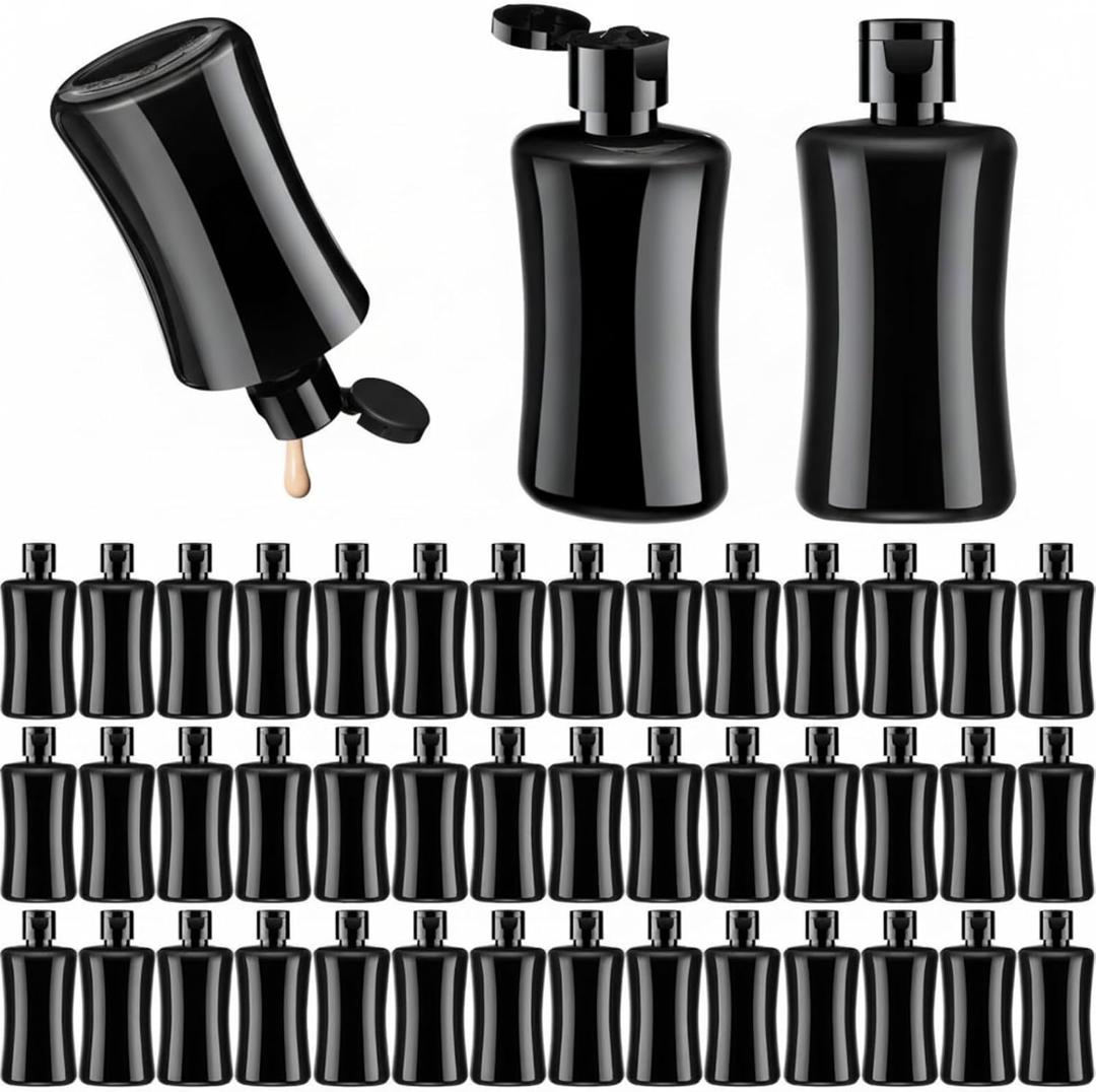Domensi 100 Pcs 3.4 oz Black Travel Squeeze Bottles with Lids