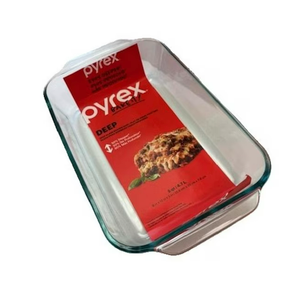 Pyrex Basics 3 Quart Oblong Glass Baking Dish, Clear 9 x 13 inch  - Original Genuine Pyrex - Made in the USA