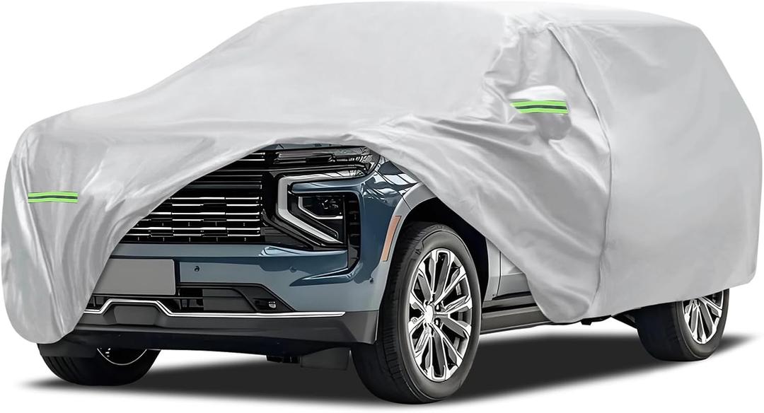 Car Cover Fit for Ford Bronco 4 Door 2021-2026, Migaven Waterproof Full Exterior Cover Sun Rain Protection with Door Zipper and Cotton Lining, Silver