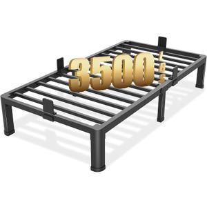Yitong Angel 10 inch Twin Bed Frame with Round Corner Legs Mattress Slide Stopper,Low Profile Heavy Duty Metal Platform,No Box Spring Needed,Steel Slat Support,Easy Assembly,Noise Free