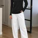 Arach&Cloz Women's Wool Blend Classic Crew Neck Casual Fall Sweaters (Black, M)