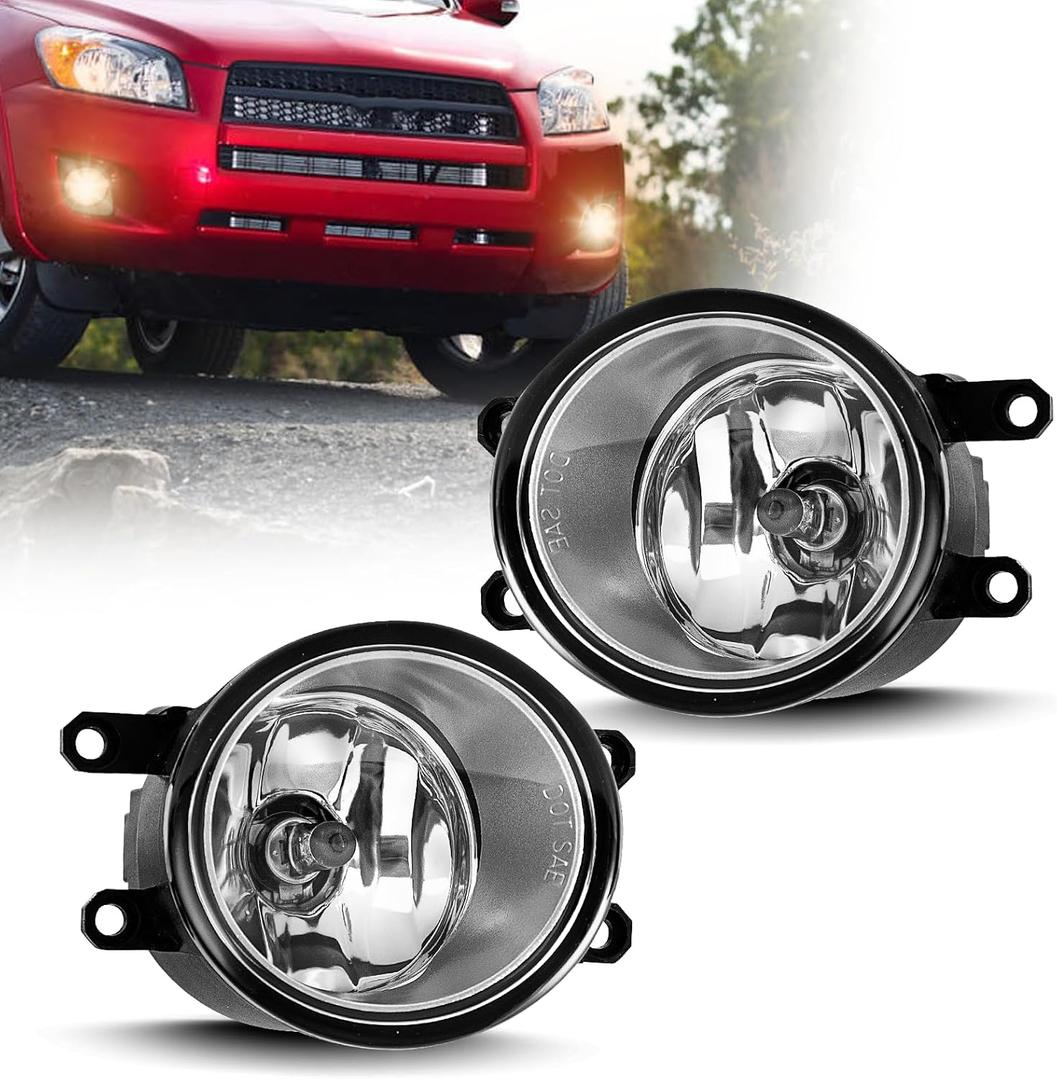 Fog Lights for 2007-2014 Toyota Camry 08-10 Highlander 09-13 Corolla 10-11 Prius 06-14 Rav4 11-17 Sienna Replacement for 08-11 Lexus LX570 RX350 Replacement with Halogen Bulbs