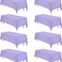 BRILLMAX 8 Pack Lavender Tablecloths 70 x 120 Inch for 6ft or 8ft Rectangle Tables - Rectangular Bulk Linen Polyester Fabric Washable Cloth Cover for Wedding Reception Banquet Birthday Party