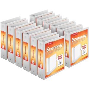Cardinal Economy 3-Ring Binders, 3", Round Rings, Holds 625 Sheets, ClearVue Presentation View, Non-Stick, White, Carton of 12 (90651)