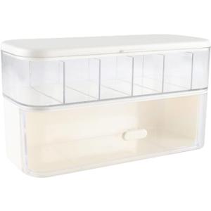 Bandaid Organizer,Plastic Medicine Storage Organizer,2 Tiers Container Bandaid Storage Holder for Bandage Storage,First Aid Container, For Cotton Swab, Pills