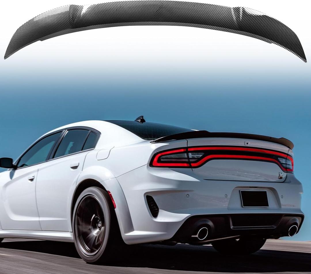 Rear Spoiler Compatible with Dodge Charger 2011-2022 RT SXT SRT Hellcat 6 Door, Rear Trunk Spoiler Carbon Fiber Style