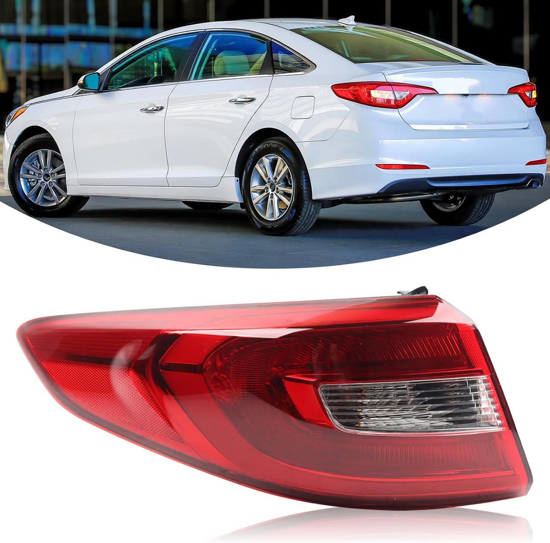 LH Halogen Tail Light Assembly Compatible With 2015-2017 Hyundai Sonata Eco Without LED Tail Lamp Left Driver Side Replacement HY2804129 92401C2000 11672200