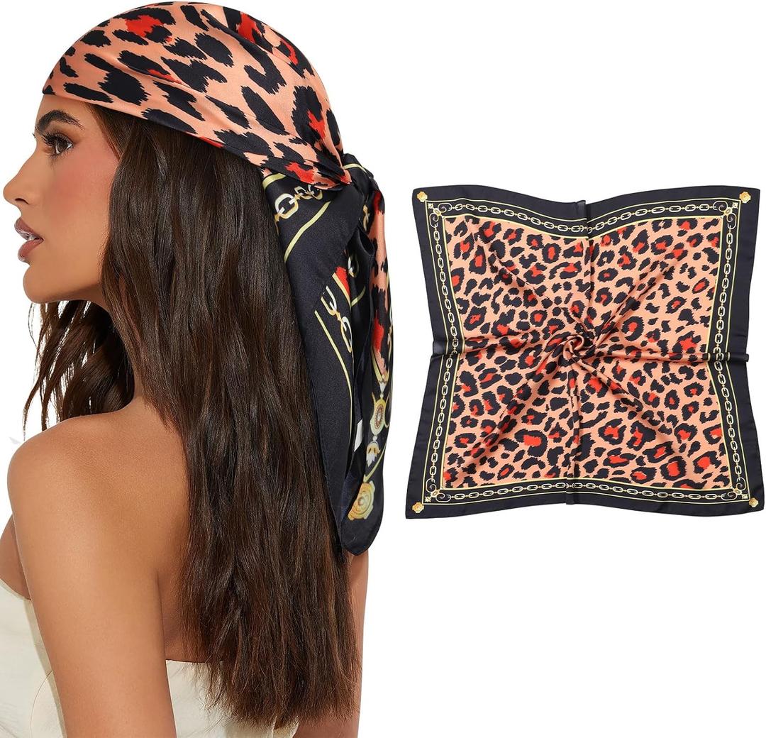 AWAYTR 27.5" Square Satin Head Scarf for Women Hair Scarf Silky Bandana | 70x70cm silk feel head scarf wrap. Ideal for women daily wear travel and sleeping. Soft premium hair protection accessory.