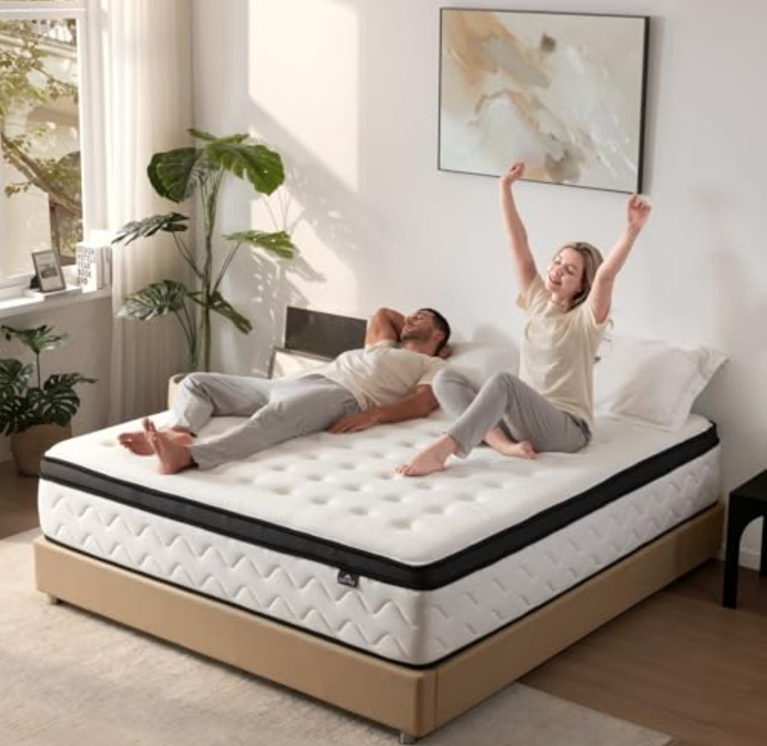SNFPNE King Size Mattress 14 Inch - Medium Firm Hybrid Mattress King with Memory Foam and Individual Pocket Springs for Pressure Relief & Motion lsolation, CertiPUR-US Fiberglass-Free, 80"x 76"