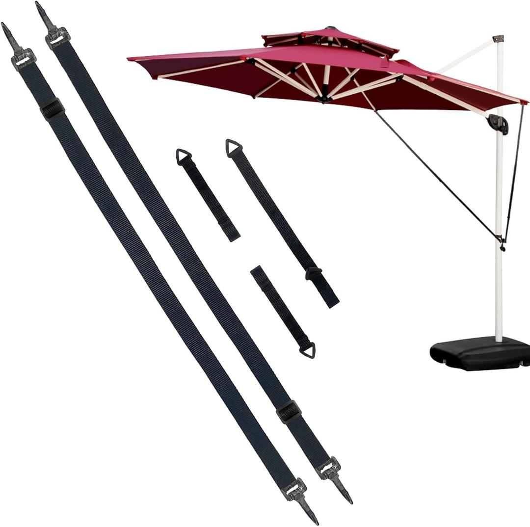 Umbrella Wind Stabilizer Straps,Fixed Strap for Large Outdoor Umbrella,Adjustable and Reusable Cantilever Parasol Wind Straps