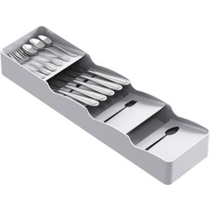 Lifewit Small Flatware Drawer Organizer, Compact Narrow Silverware Tray for Kitchen Drawers, Plastic Cutlery Holder for Spoons, Forks, Knives  Fits Small & Slim Kitchen Drawers, Gray