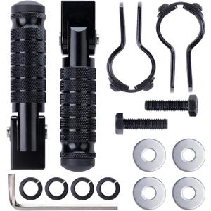Universal 8mm Foot Pegs 90 Degree Foldable Motorcycle Footpegs CNC Anti-Skid Footrest compatible with Honda Yamaha Aprilia Suzuki Electric Car Motorbike Mini Bike Dirt Pit Bike Passenger Pedal (Kit Black)