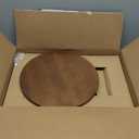 LEPOWER Mid Century Wood Standing Lamp, Modern Design Shelf Floor Lamp for Living Room, Bedroom, Office, Flaxen Shade with E26 Base, Perfect for Reading or Ambient Lighting Dark Brown