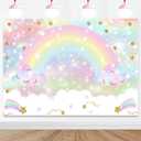 Mocsicka Rainbow Backdrop 7x5ft Pastel Rainbow Birthday Party Decorations Unicorn Theme Cake Table Banner Baby Shower Photography Background