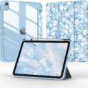 Case for iPad 11-inch (A16) 2025 / iPad 10th Generation 2022(10.9 inch), Tri-Fold Smart Folio Auto Wake/Sleep with Clear Back/Pencil Holder for iPad 11th/10 Gen (Floral Blue)