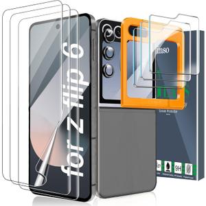 Ferilinso Screen Protector for Samsung Galaxy Z Flip 6 / Z Flip 7 FE [Phone Case Friendly] - Inside Film, 3 Pack Back Tempered Glass, Camera Lens Protector Accessories