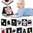 Infinno High Contrast Baby Toys for Newborn, Tummy Time Mirror Black and White Toys for 0-6 Months, Visual Sensory for Infant 0-3-6 Months, Newborn Baby Registry Essential Stuffers