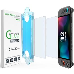 AmFilm Auto-Alignment OneTouch for Nintendo Switch 2 Screen Protector [7.9"] 2025, Tempered Glass, 30 Seconds Installation, Bubble Free, Scratch Resistant, Touch Sensitive, Matte [2 Pack]