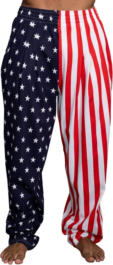 USA American Flag Pajamas Pants Patriotic Stars and Stripes Lounge Halloween Costume Cosplay (Small)