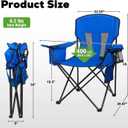 2-Pack Lightweight Heavy Duty Camping Chairs, Up to 400lbs Capacity Folding Chair with Cooler Bag & Cup Holder, Oversized Portable Lawn Chair for Outdoor, Fishing, Tailgating, Beach (Blue)
