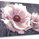 YJYart Canvas Wall Art Pink Flower Wall Decor 24" x 48" Floral Paintings on Gary Background Modern Artwork for Living Room Bedroom Kitchen Office (24x48, Pink)