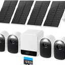 yeewise WiFi6 Solar Security Cameras Wireless Outdoor, 2K QHD Home Security System, 4-Cam Kit, 2.4&5GHz WiFi, Color Night Vision, Local Storage, IP66 Weatherproof, Works with Alexa, No Monthly Fees