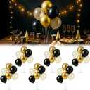 6pcs Balloon Stands Kit Table Centerpiece Table Decorations for Anniversary Birthday Wedding Graduation Retirement Party Decorations (Black Gold)