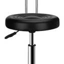QiCheng&LYS Round Office Stool - Adjustable Height Sit Stand Stool, 360 Swivel, for Office, Home, Kitchen - Black with Backrest