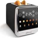 Inspirex Touch Screen Toaster - 2 Extra Wide Slots - 5 Bread Types and 6 Browning Levels - Defrost, Reheat, Favorite, & Single Slot Modes - For Toast, Bagels, & Waffles  Black