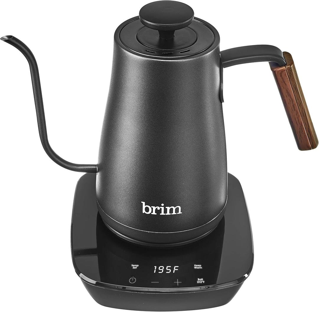 brim Temperature Control Electric Gooseneck Kettle with Capacitive Touch, Black (0.8 Quarts)